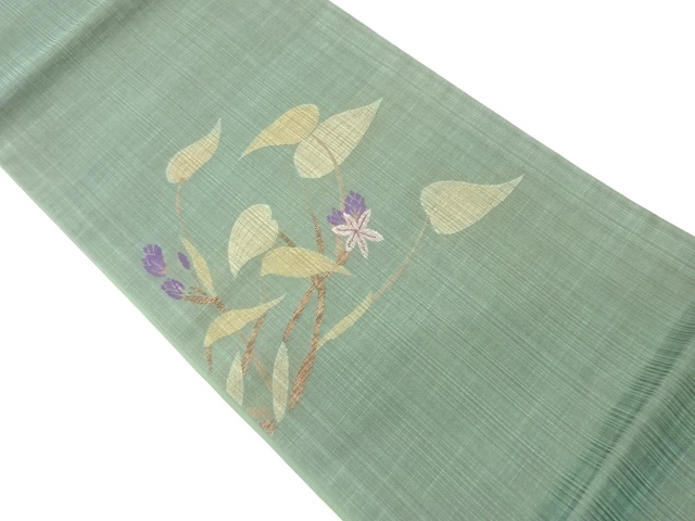 JAPANESE FUKURO OBI / JAPANESE KIMONO / TSUMUGI / WOVEN LEAVES